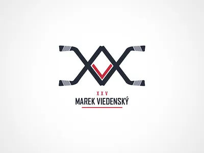 Hockey player personal logo blue hockey identity logo player red stick