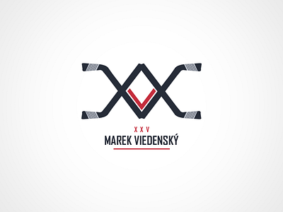 Hockey player personal logo blue hockey identity logo player red stick