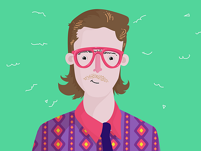 80s Style 80s character design fluo glasses illustration moustache neon shirt