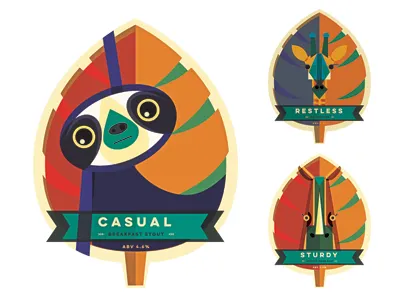 Abstract Jungle Beer Clips abstract craft beer giraffe jungle leaf rhino sloth stout