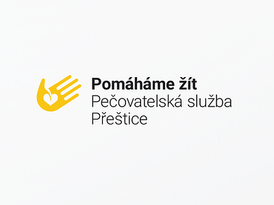 Pečovatelská služba Přeštice autumn care service hand heart leaf life lime logo negative space seniors symbol yellow