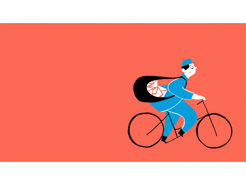 Louis the Postman 2d animation bike cel children collaboration cyclist gif illustration loop mail