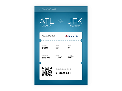 Daily UI 024 - Boarding Pass 024 boarding pass dailyui delta flight gq redesign travel trip ui ux