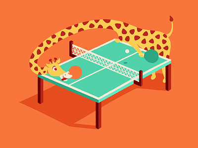 Forever alone giraffe animal cute fun game giraffe illustration ping pong sport table tennis