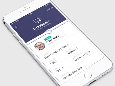 Hired! card hand ios iphone profile service shake ui