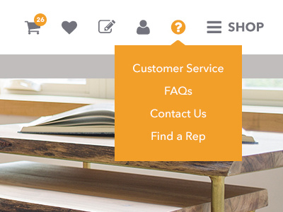Icon-only header navigation ecommerce icons navigation