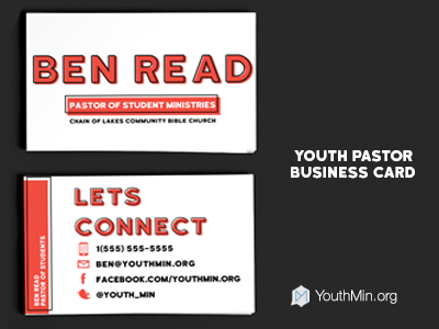 Youth Pastor Business Card business card connect youth ministry