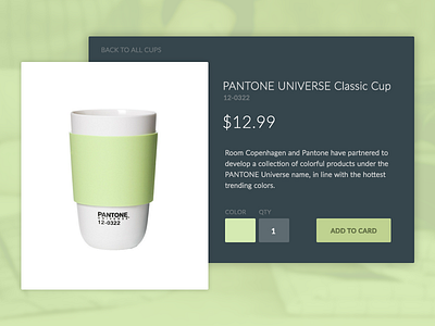 E-Commerce Shop, Single Item - Pantone CUP 012 dailyui e commerce item pantone product product card shop ui ux