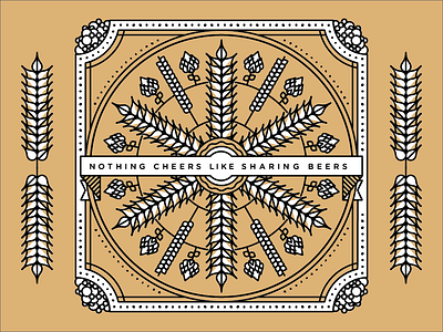 Cheers! beer coaster geometry letterpress linework pattern snowflake vector