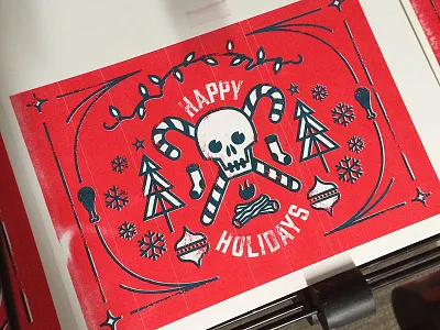 Candy Cane Crossbones cards christmas happyholidays illustration nashville prints riso risograph skulls