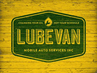 Lubevan auto design drop logo mobile oil oldies textured vintage
