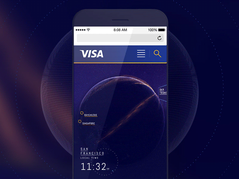 Visa Innovation Centers data viz mobile particles visualization webgl