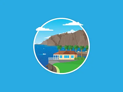 Where do you live colorful day2icon flat flat icon illustration ocean spain tenerife vector