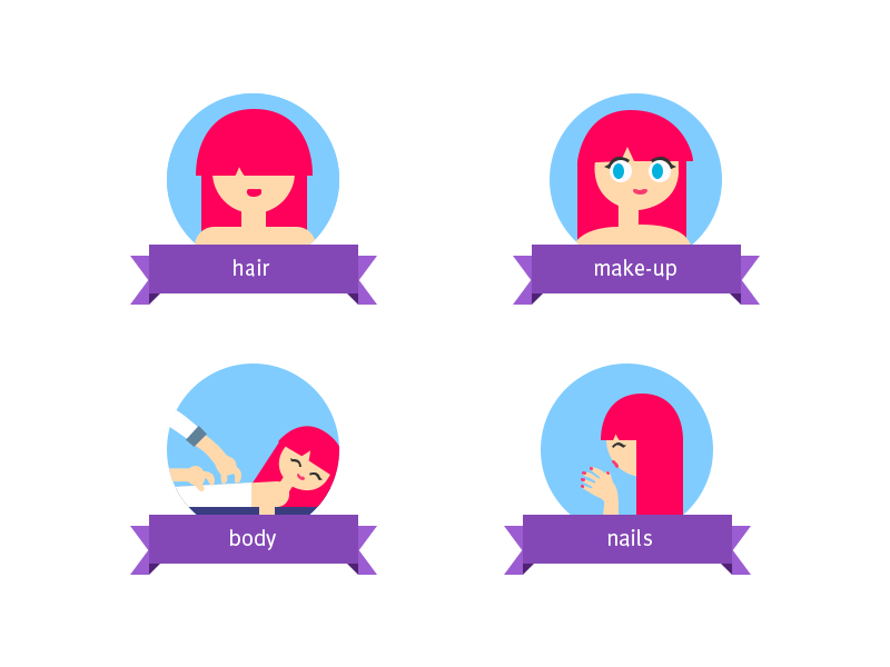 Girls in beauty salon (animation) animation beauty cute flat gif girls hover salon