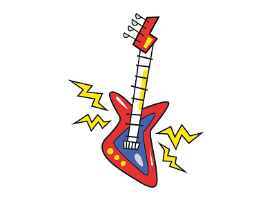 Thrashin' guitar icon illustration lightning music rock