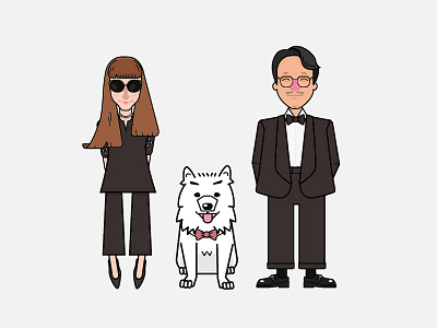 KHAN mom & dad character couple dog family illustrate pet