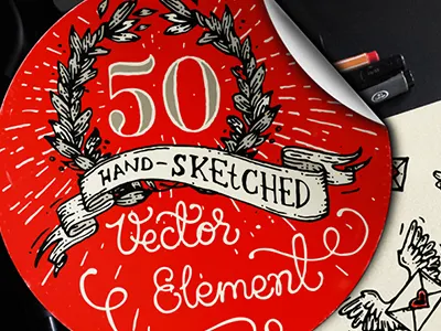 HandSketched Elements & Logos banner emblems hand drawn hand drawn handsketched illustrations logo vector