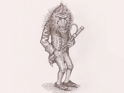 First Chair baboon bassoon childrens book drawing illustration illustrator pen and ink