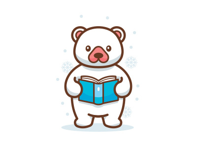 Polar Bear Reading Fairy Tales animal bear book children chubby bear cute animal fairy tales logo mascot polar bear school sticker