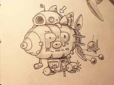 ThePopPlace™ Spaceship sketch aliens bar cantina concept art development fish game game art sketch sketchbook space zeppelin