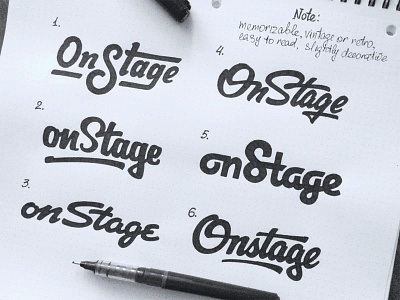 Onstage brand calligraphy hand writing lettering logo logotype sketch tutov леттеринг логотип