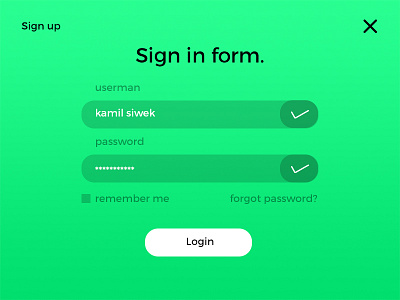 [PSD] - Day 001 - sign in 100 day challenge dailyui flat form green minimal login psd sign in sign up ui ux