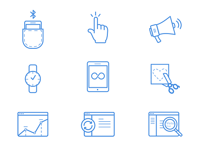 Envoy Icons bluetooth browser chart envoy hand icon megaphone search sync tailor vector watch