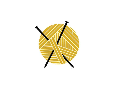 Y is for Yarn flat illustration knit knitting needle vector yarn yellow