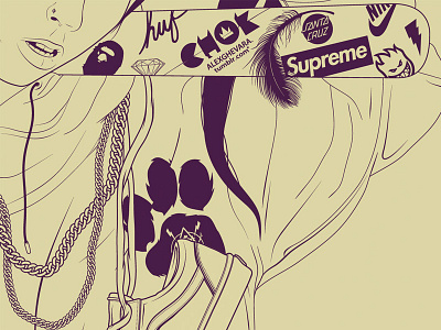 seven chains chok feather outline stroke vans vector