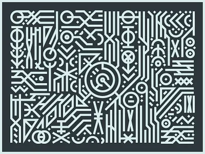 some retna / aaron de la cruz / rostarr vibes 2d abstract ancient futuristic design flat illustration illustrator logo symbols vector