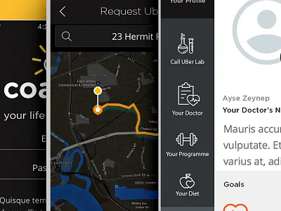 Coachy WIP app diet health ride shop ui workout