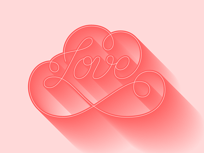 Love delicate flourish hand lettering love monoline script shadow typography vector