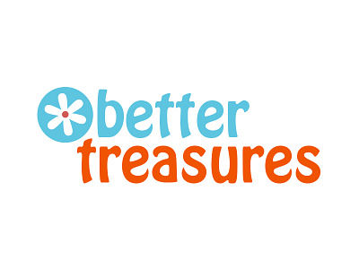 Better Treasures Logo 70s blue branding flower logo orange retro throwback vintage