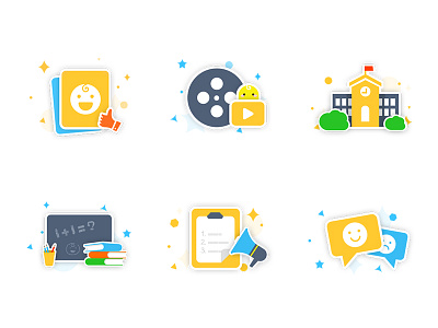 Icon Design book chat feedback icon like movie school ui