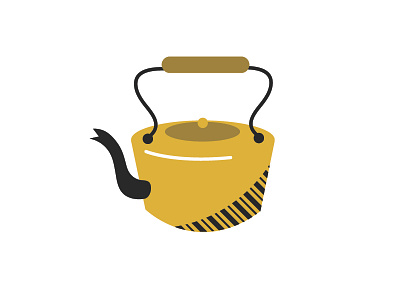 K is for Kettle flat kettle pot tea yellow