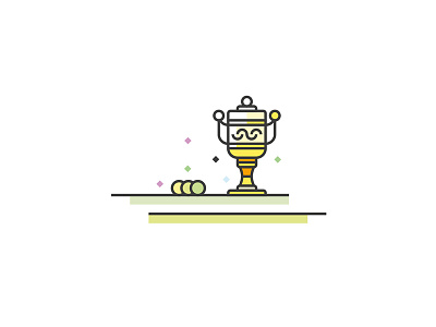 W flat illustration line art tennis trophy vector wimbledon