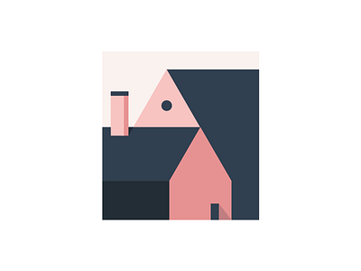 PharmHaus architecture buildings farm flat graphic design house illustration pinks shadow simple