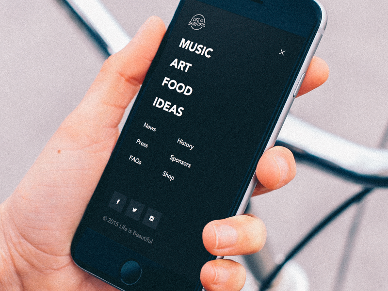 Life is Beautiful Mobile Menu app festival interaction iphone life is beautiful menu mobile music responsive ui