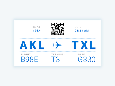 Boarding Pass - Day24 blue boarding pass dailyui day024 design plane qr ui ux white