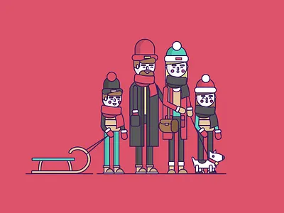 Family character family flat illustration stroke