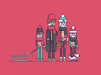 Family character family flat illustration stroke