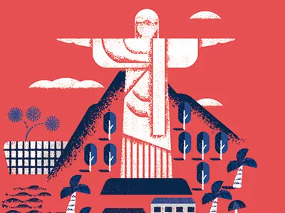 Great Little Place poster elements city daniele simonelli dsgn illustration jesus landmark mountain palm rio statue texture tree
