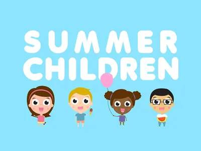 Summer Children blue cartoon children illustration illustrator kids people portrait summer