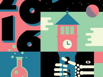 How to Science beaker clock illustration planets science space tournament type