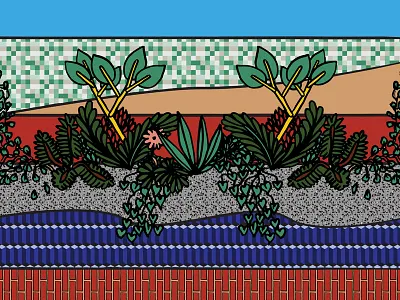 A balcony in Milan colors illustration pattern