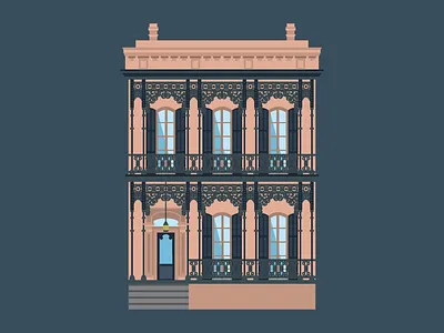 Morris-Israel House architecture building ghost haunted house illustration mansion vector