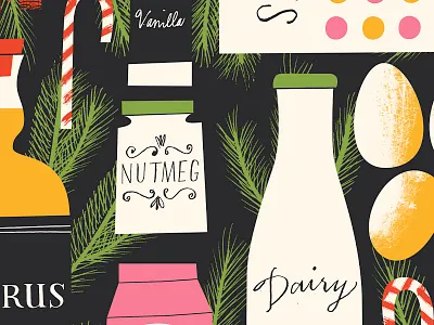 Egg Nogging boughs christmas eggnog illustration ingredients rumnog texture