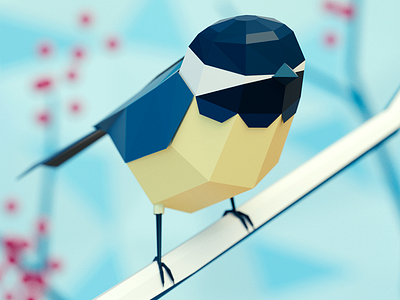 Chickadee art bird design lowpoly