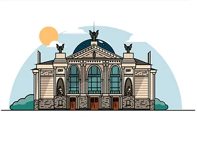 Lviv opera house dribbble illustration lineart ukraine vector vectorgrafic