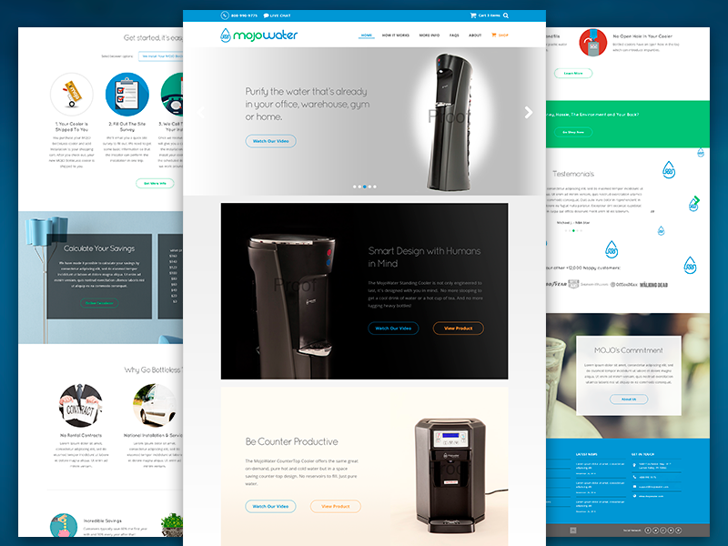 mojowater frontpage product rebranding ui ux water web webdesign